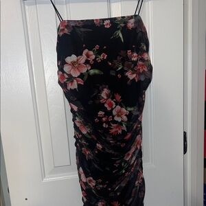 Floral Black Dress with Pink Flowers